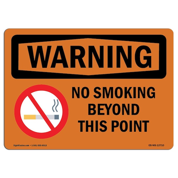 OSHA, No Smoking Beyond This Point, 18in X 12in Alum, 12" W, 18" L, Landscape, OS-WS-A-1218-L-12710